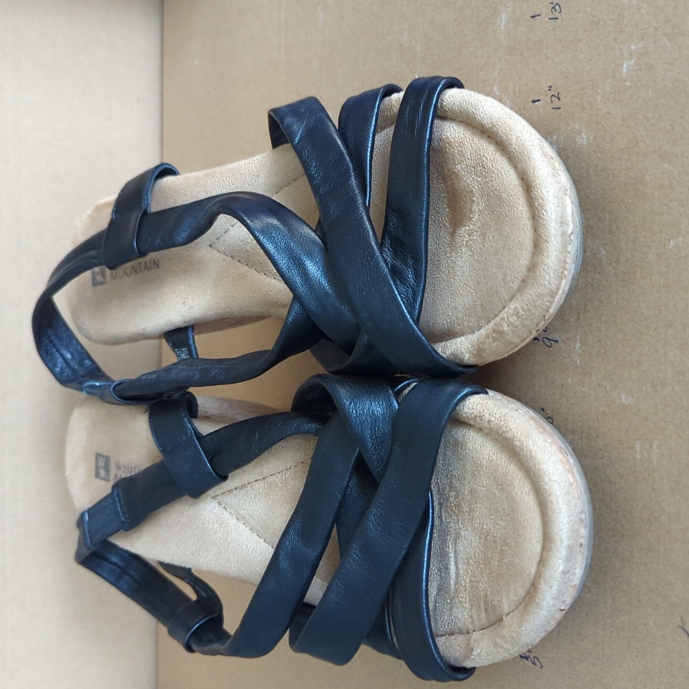 Women's black wedge sandals